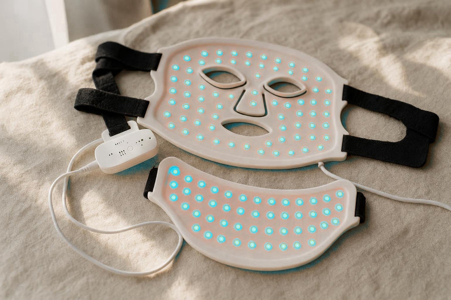 Mascarilla Lumessa con luz cian